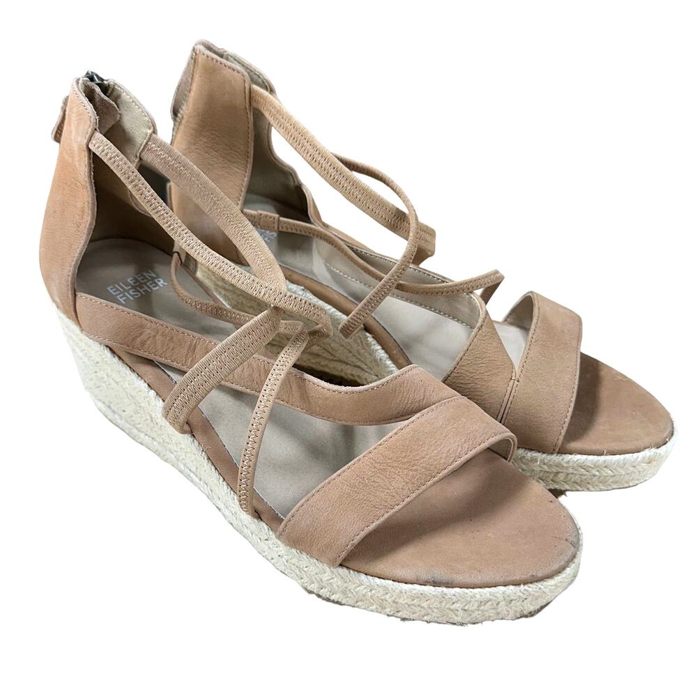 Eileen Fisher NWOB Wanda Strappy Sport Criss Cross Sandal Tan Size 9 Open Toe